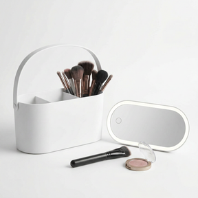 Organizador de Maquillaje con Espejo LED Táctil - Tocador Lujoso